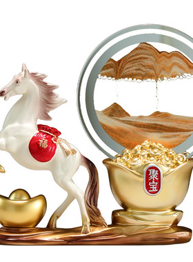 马上有钱流沙画装饰摆件