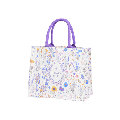 紫色花絮帆布包女2025新款购物袋
