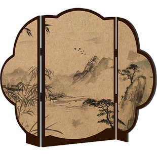 中古风客厅桌面装饰摆件高级感小屏风拍摄道具摆画宋代美学茶室