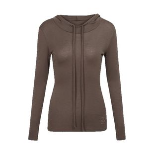 ChicChick时髦小鸡新品 乌木棕 甄选天丝羊毛 叠穿连帽针织打底衫