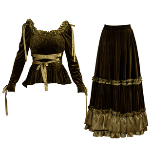 wuxian翡色流光法式复古绿色连衣裙秋冬长袖高级感金丝绒宴会礼服