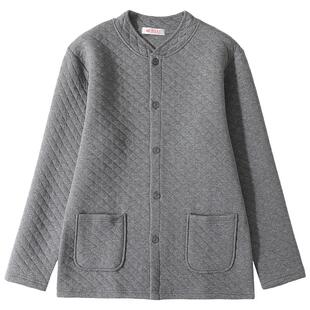 老年人保暖内衣男款夹棉单件上衣纯棉开衫老人贴身加绒加厚男秋衣