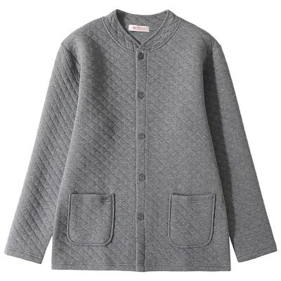 老人保暖内衣男夹棉加厚开衫上衣