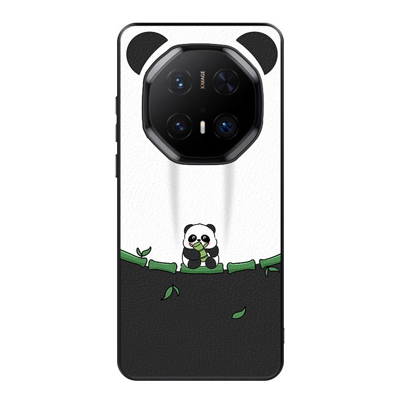 适用于华为mate80rs非凡大师手机壳60rs皮纹华为Mate70RS保时捷保护套50rs创意卡通熊猫时尚简约可爱mate40rs