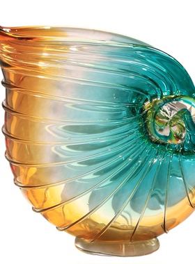 北欧风海螺玻璃花瓶摆件客厅插花