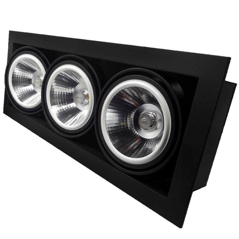 led斗胆灯双头射灯单三头12W15W20W7方形嵌入式COB格栅斗盏天花灯
