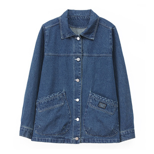 牛仔衬衫外套女春秋短款2026新款大码宽松洋气妈妈翻领上衣夹克爆
