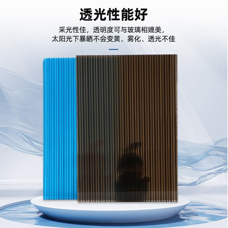 PC透明蜂窝阳光板室外茶亭透光隔音批发隔热休息区中空板现货工厂