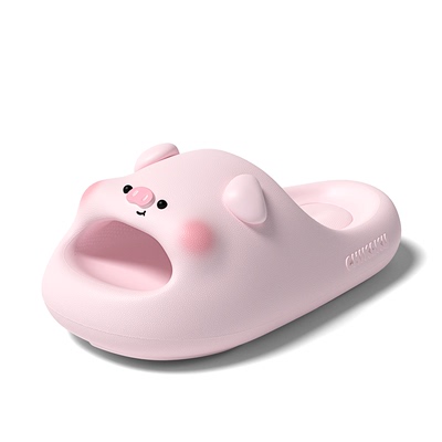 可爱小粉猪夏季防滑软厚底一字拖