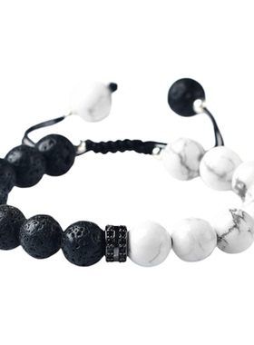MIT米特儿黑白火山石白松石手链