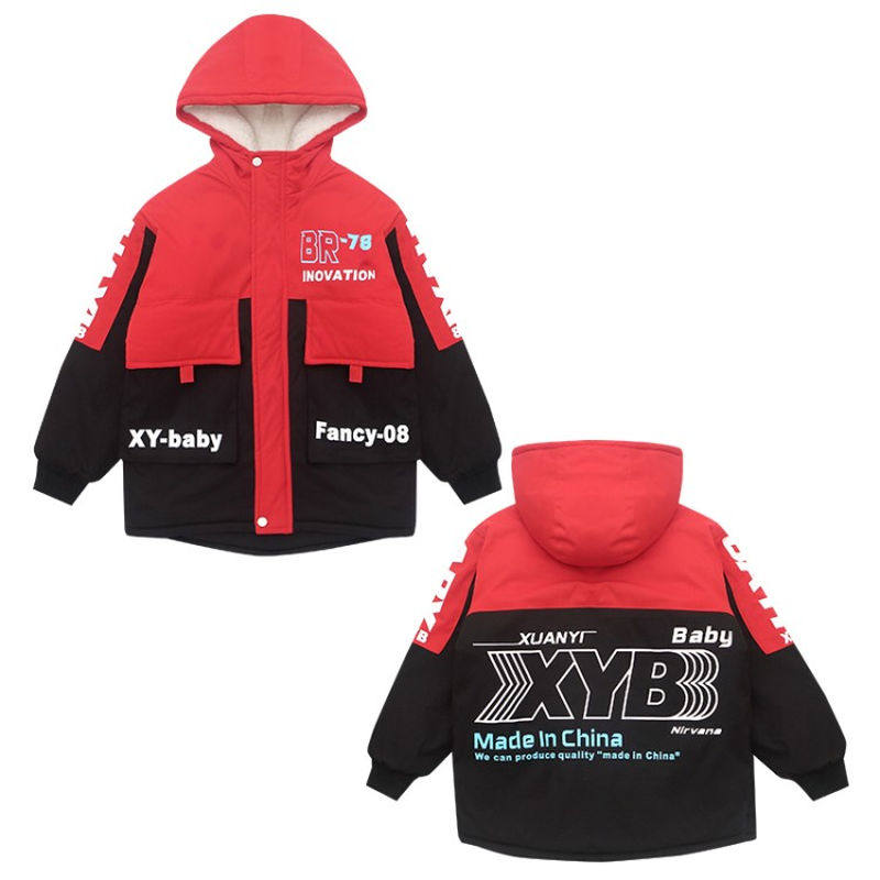 秋冬款男童外套加绒棉衣棉服加厚冲锋衣中大儿童派克服保暖童装