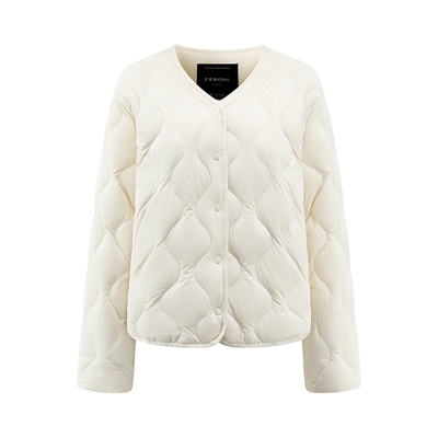 艾莱依早春轻薄羽绒服女士短款时尚显瘦内胆波浪纹高级感百搭外套