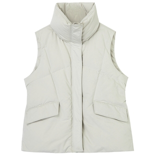 布景羽绒背心马夹女冬季新品简约防风立领无袖短款马甲外套1266