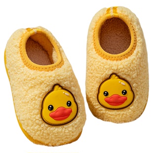 如山儿童棉拖鞋秋冬保暖男童室内家居2025新款女宝宝包跟拖鞋防滑
