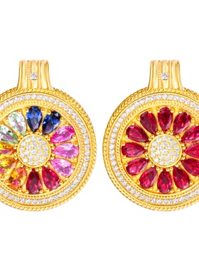 VISING《彩虹罗盘》培育蓝宝石红宝石两戴吊坠S925【国检证书】