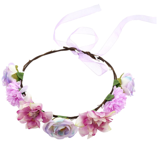 超仙森系彩色花环发箍女2025新款网纱飘带花朵头箍儿童头饰发卡窟