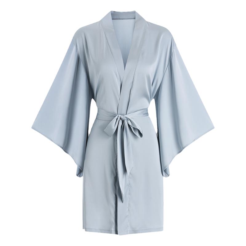 睡衣女春夏天真丝睡袍性感带胸垫吊带睡裙冰丝绸家居服两件套浴袍