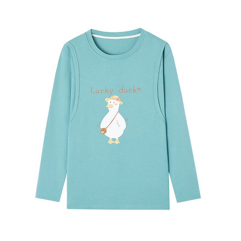 春秋长袖纯棉产后辣妈款哺乳衣