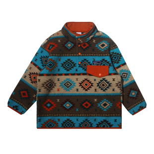 加绒保暖 MANUKIDS童装男童25秋冬山系复古撞色中大童卫衣外套