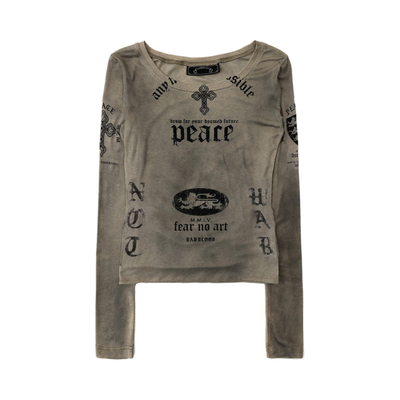 韩国BADBLOOD美式复古露肩长袖