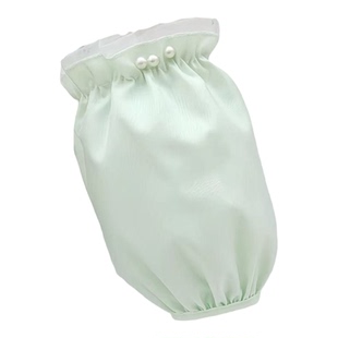 秋冬双层纯色蕾丝学生防污短款袖套成人办公护袖羽绒服防脏套袖筒