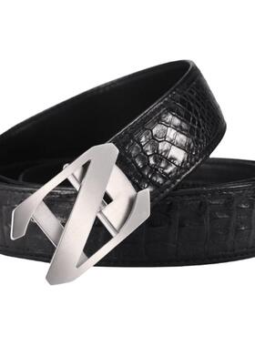 曼邦男百搭鳄鱼皮不锈钢休闲皮带
