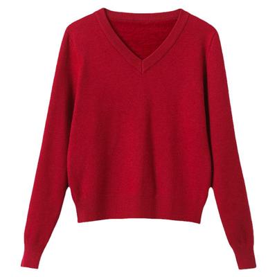 v领一体绒加绒毛衣女加厚冬季