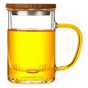 玻璃泡茶杯男士办公室茶水分离喝茶带盖带把手个人专用绿茶水杯子