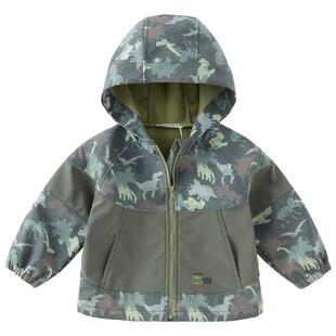 戴维贝拉男童防水透湿外套2026春秋新款宝宝冲锋衣儿童迷彩上衣