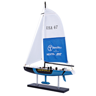 客厅美洲怀帆船模型摆件组装地中海酒柜单一帆风顺船模小木船摆设