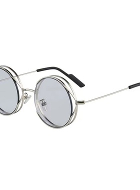 圆形悬浮感双框炫彩反光太阳眼镜