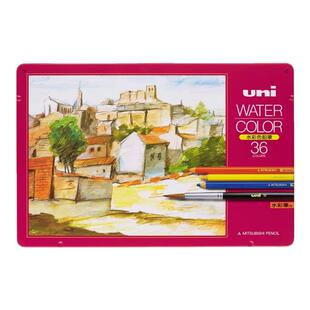 日本uni三菱水溶性彩铅UNI WATER COLOR彩色铅笔12/24/36色绘画套装学生用彩铅手绘彩笔彩芯画笔