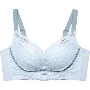 三福中厚B杯无钢圈小胸聚拢文胸舒适法式性感蕾丝女士内衣