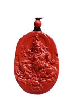 朱砂黄财神五色财神吊坠项链