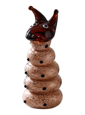 现代轻奢彩色琉璃毛毛虫花朵摆件