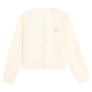 LOGICAT开衫毛衣舒适百搭慵懒显瘦圆领柔软甜美奶油初春针织外套