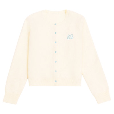 LOGICAT开衫毛衣舒适百搭慵懒显瘦圆领柔软甜美奶油秋冬针织外套