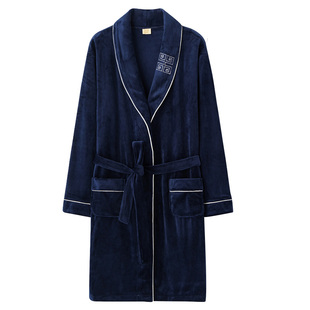 俞兆林短款睡袍冬款女款性感保暖海岛绒睡衣秋冬季男士浴袍珊瑚绒