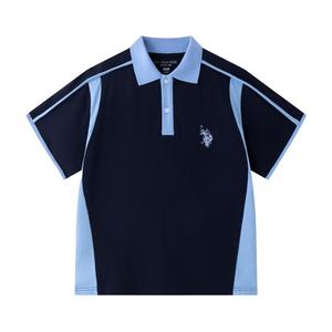 USPOLO男童T恤短袖polo衫夏季2024新款儿童品牌半袖翻领白色女童