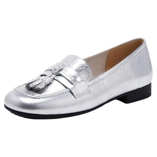 星期六真皮乐福鞋女款2025新款冬季女鞋平底单鞋英伦风黑色小皮鞋