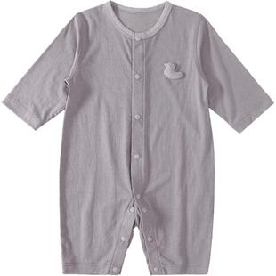 婴儿连体衣夏季新生儿长袖薄款空调服睡衣莫代尔哈衣爬服宝宝衣服