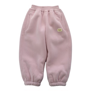 儿童羊羔绒裤子 冬季厚绒保暖卫裤 男女童加绒加厚过冬保暖裤棉裤