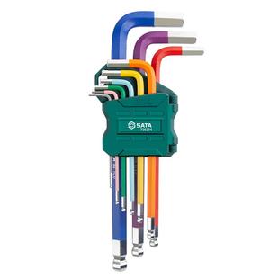 世达彩虹内六角扳手加长球头S2工业级六角匙加长六棱工具扳手套装