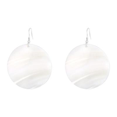 925纯银天然贝壳耳环个性夸张