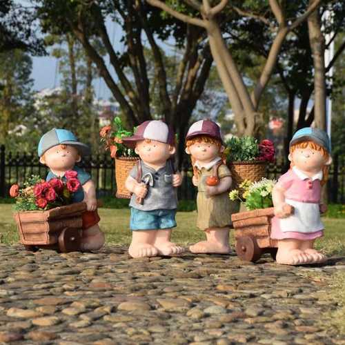 户外庭院园林景观卡通人物花盆玻璃钢雕塑花园装饰公园创意摆件