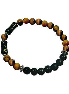 2XY 黄虎眼石手串男黑曜石檀木色串珠手链转运珠王嘉尔招财情侣