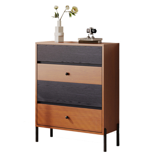 中古风超薄全实木四八斗柜客厅玄关柜卧室床尾收纳储物餐边柜30cm