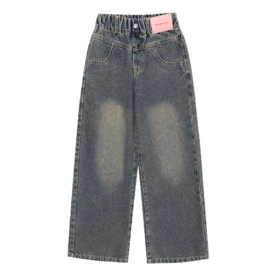 女童加绒裤子秋冬儿童阔腿牛仔裤