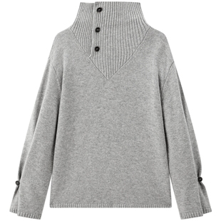 【商场同款】太平鸟 冬新款羊绒混纺竖排扣多领型针织衫A1EEF4443