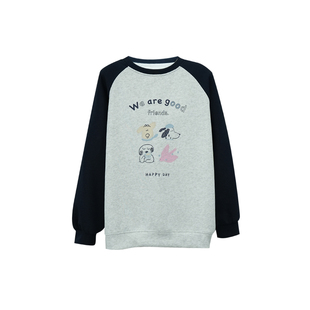 趣味狗狗圆领卫衣女生韩版宽松中长款胖MM减龄套头衫2025秋季新款